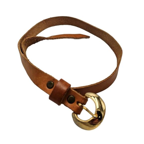 Rona Brown Leather Belt Womens Size Small D-Ring Buckle Skinny Vintage Capsule - Picture 4 of 8